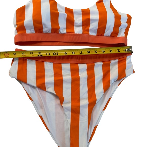 NWOT Women’s White Orange Stripes Two Piece Bathing Suit Size XL - Picture 12 of 17